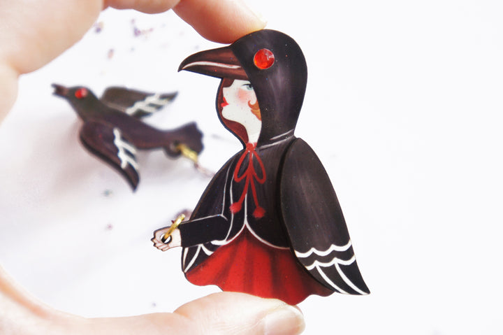Raven Girl  Brooch by Laliblue