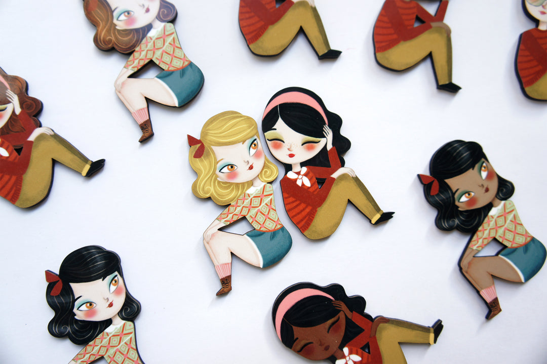 Puzzle with redhead girl brooch by Laliblue