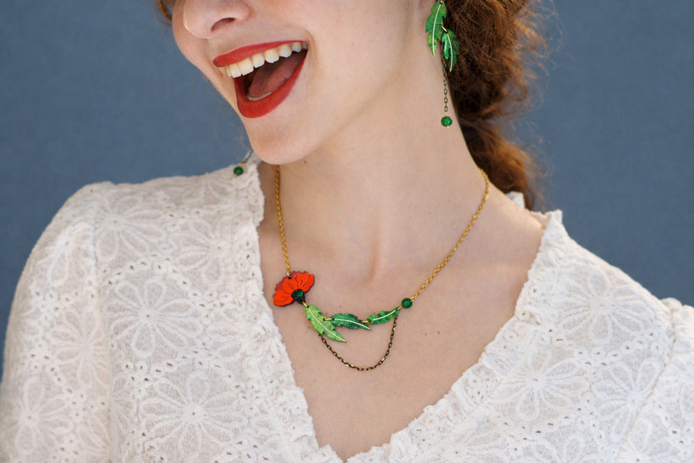 Red Carnation Necklace by Laliblue, image 2
