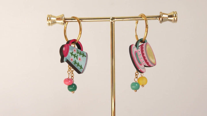 Cup and Teapot Hoop Earrings by Laliblue