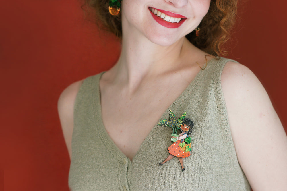 Girl with Plants Brooch by Laliblue, image 2