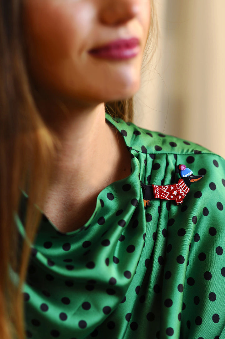 Dachshund Dog in Sweater Brooch