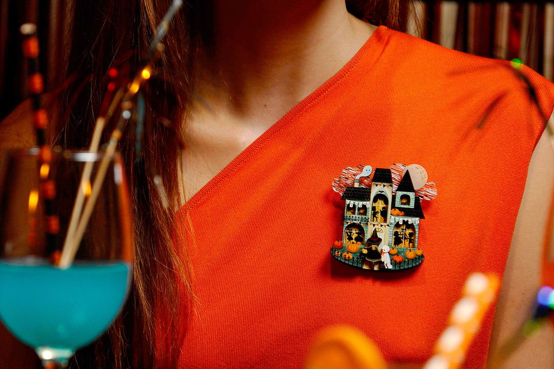 Halloween Party House Brooch