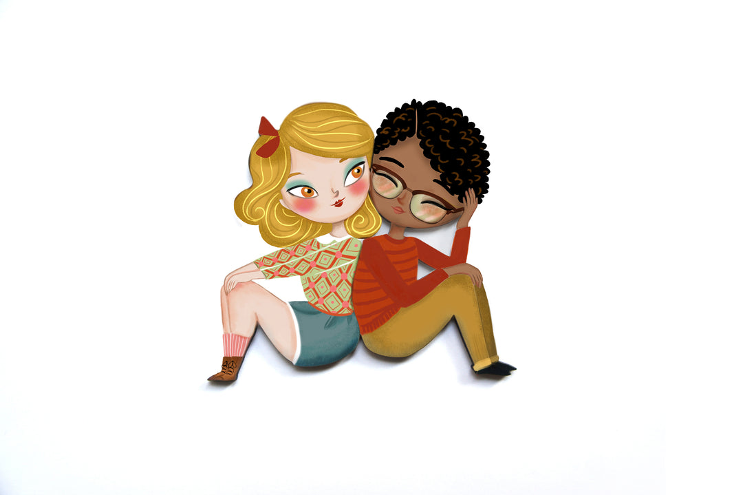 Puzzle with blonde girl brooch by Laliblue