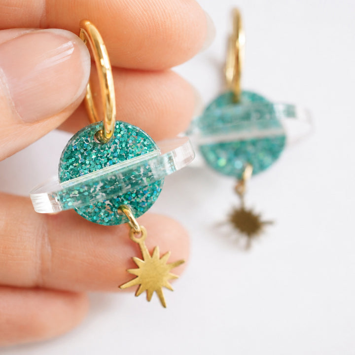 Rocket and Planet Earrings by Laliblue | Space Adventures Collection