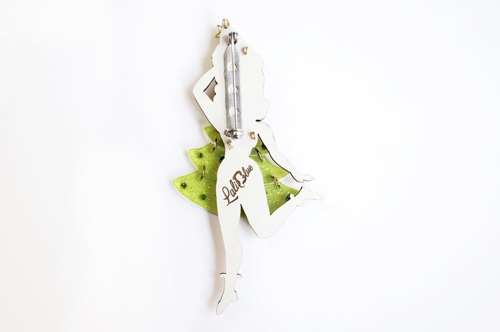 Grinchy Girl Christmas Brooch by Laliblue – Retro Kitschy Statement Brooch for Collectors