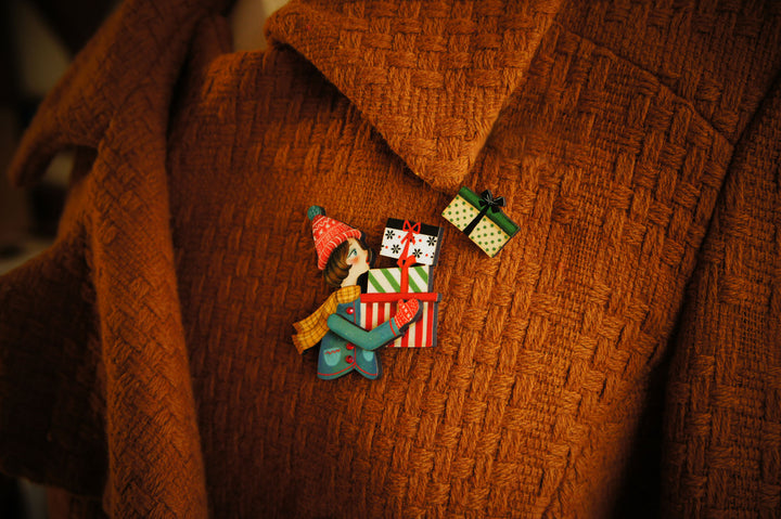 Girl with Gifts Brooch by Laliblue