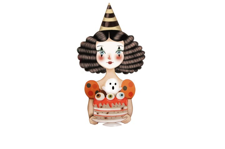 Mime With Cake Brooch by Laliblue