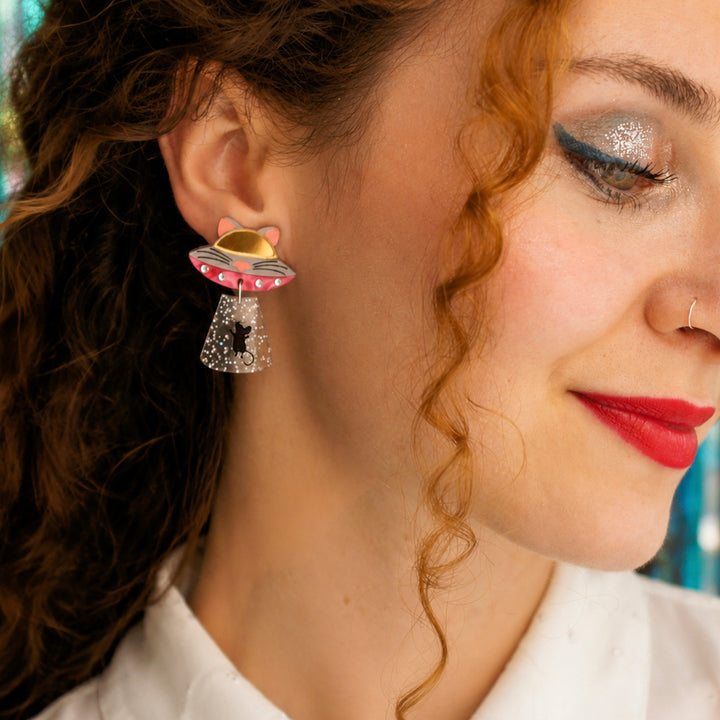 Cat UFO Earrings by Laliblue | Space Adventures Collection