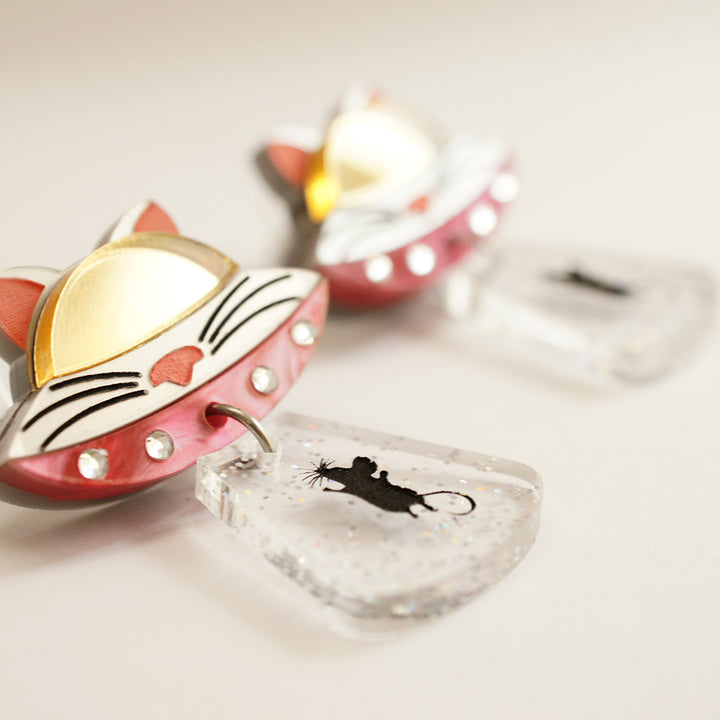 Cat UFO Earrings by Laliblue | Space Adventures Collection