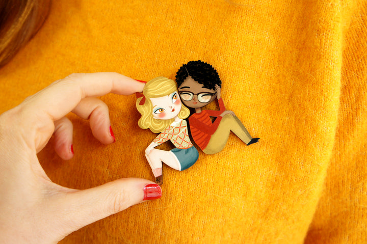 Puzzle with blonde girl brooch by Laliblue