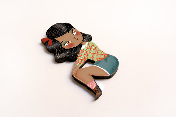 Puzzle with girl of African descent brooch by Laliblue