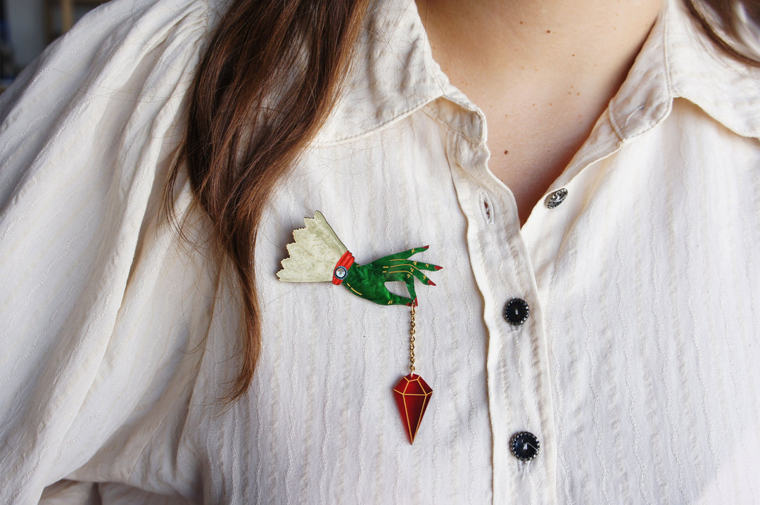 Witch Pendulum Halloween Brooch by Laliblue