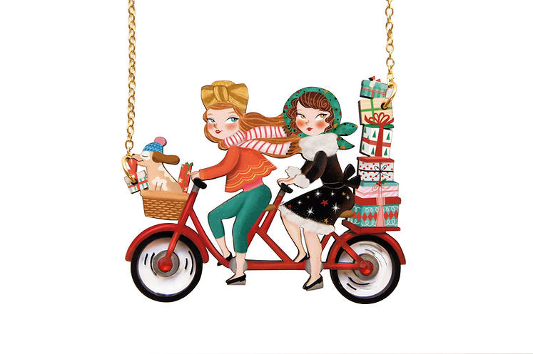 Friends on a Bicycle Necklace by Laliblue