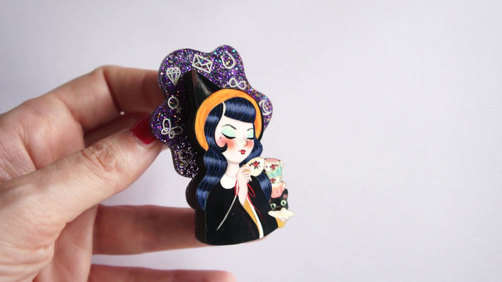Witch Reading Tasseomancy Brooch by Laliblue