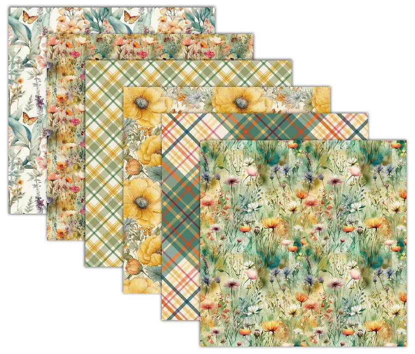 Flower Garden Scrapbook Paper Pack. 12 Sheets of 15.2x15.2cm Heavyweight Paper Pad F07M2-3 AC230701-06