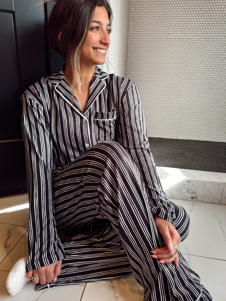 Black Stripe Pajama Set