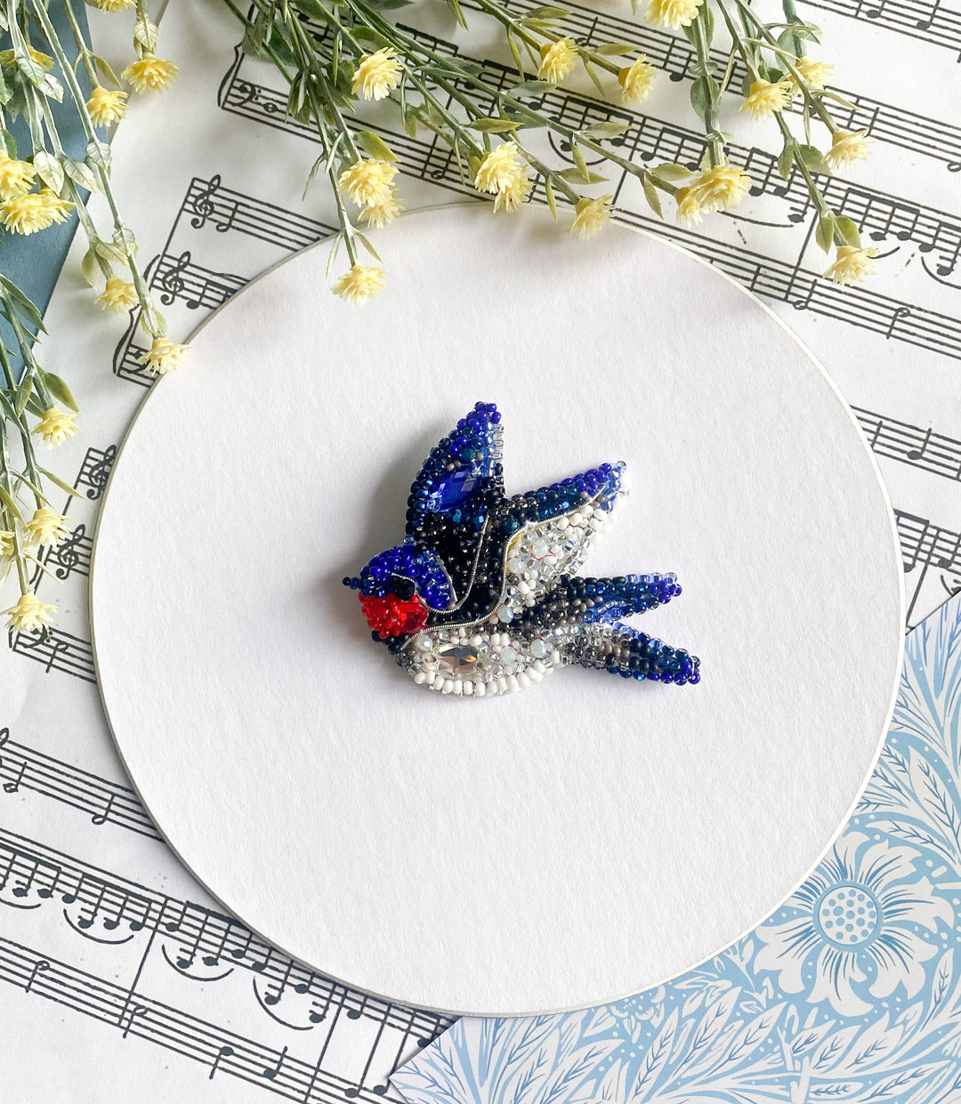 Song of the Swallow Bead Embroidery Brooch Decoration Kit by Abris Art AD-246
