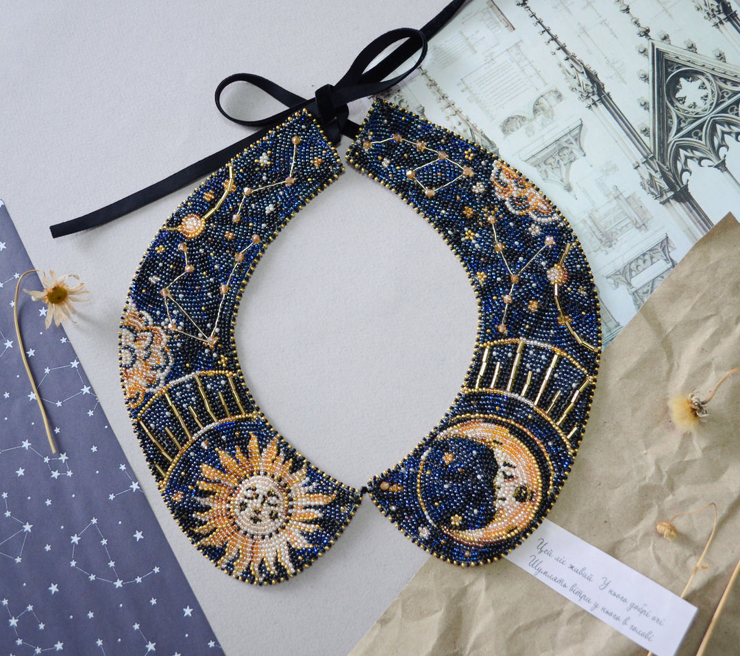 Bead Embroidery Kit. Decoration - Collar Galactic beauty