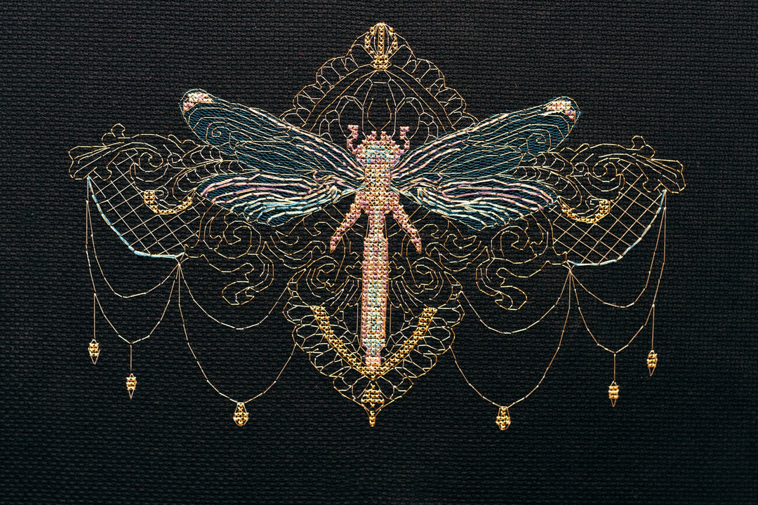 Counted Cross stitch kit - Golden dragonfly