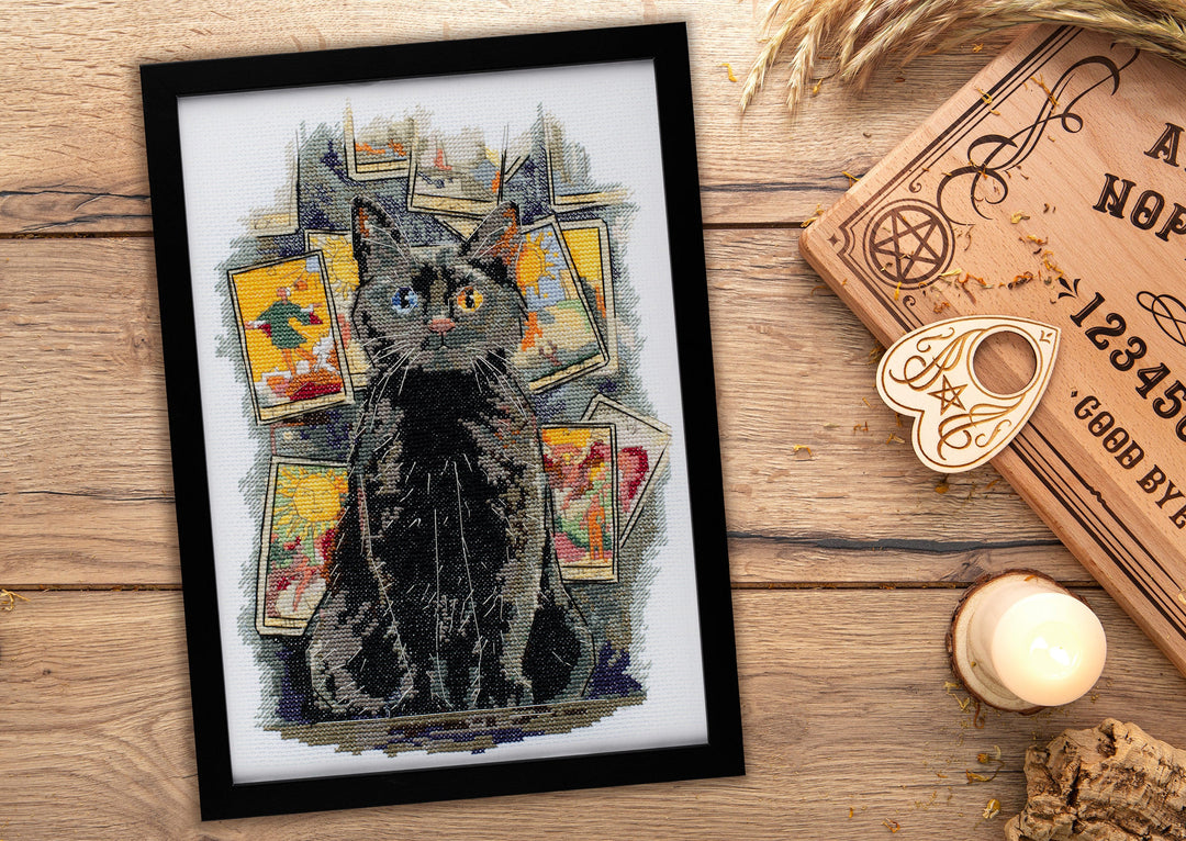 Counted Cross stitch kit - Premonition. Black Cat