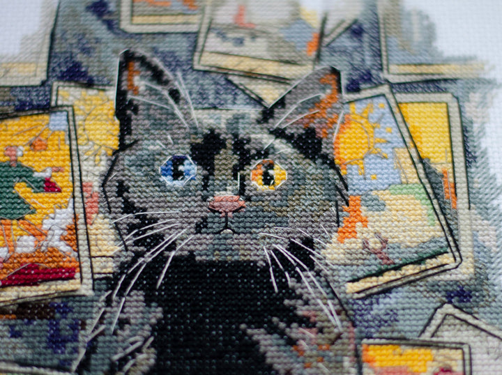 Counted Cross stitch kit - Premonition. Black Cat