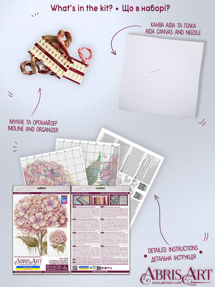 A Fragile Bloom Counted Cross-Stitch Kit by Abris Art AH-309