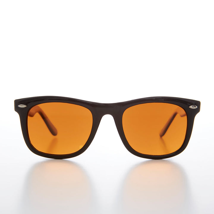 Classic Square Sunglass with Amber Lens - Aiden