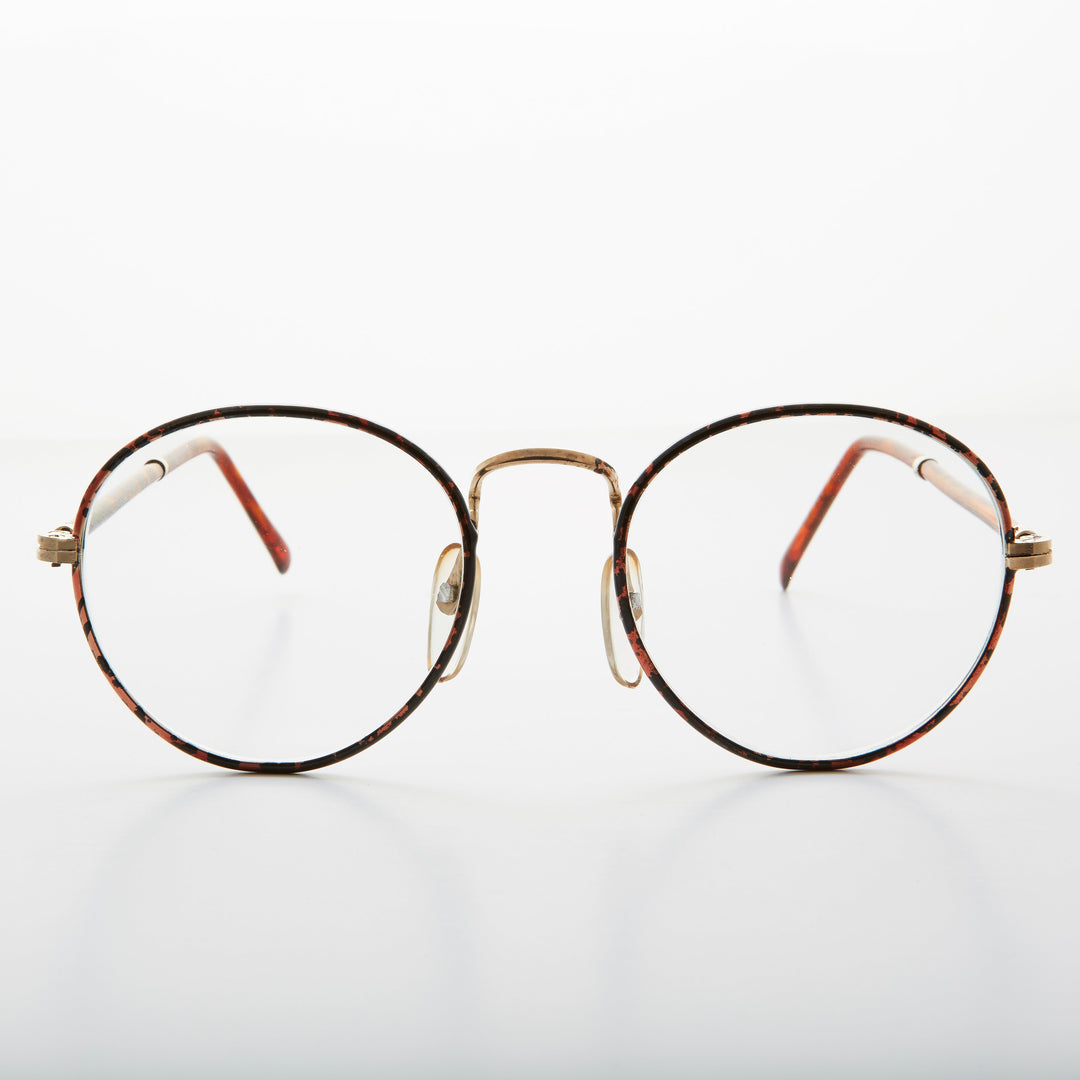 Preppy Round Clear Glass Lens Vintage Glasses - Alex