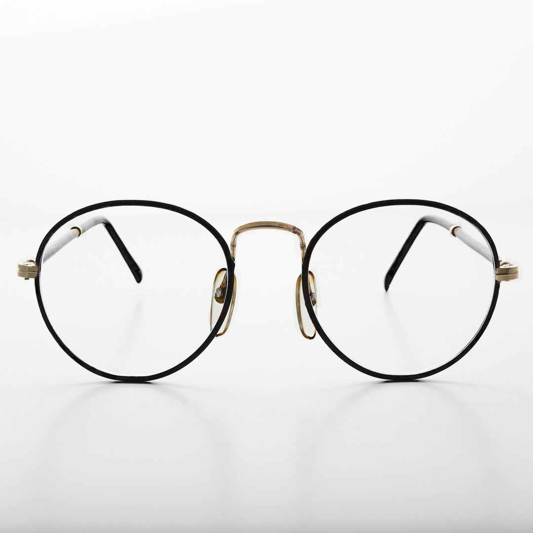 Preppy Round Clear Glass Lens Vintage Glasses - Alex