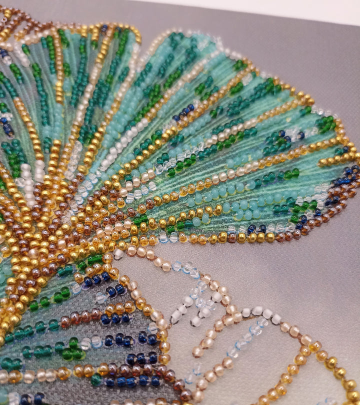 Mid-sized Bead Embroidery kit - Emerald leaves