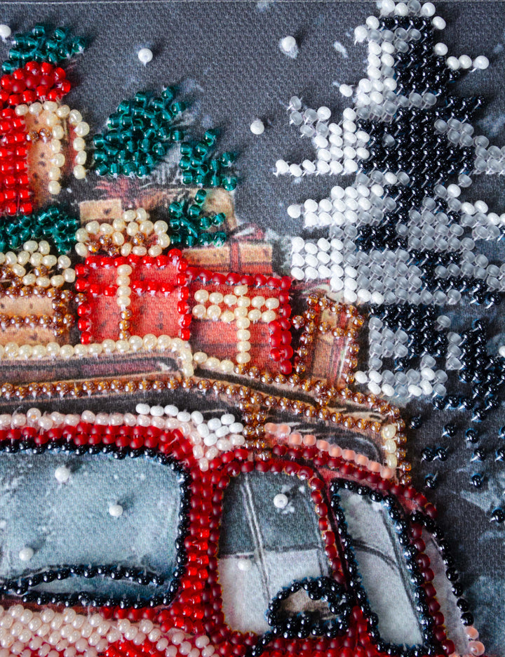 Holiday Delivery Mid-Sized Bead Embroidery Kit by Abris Art AMB-125
