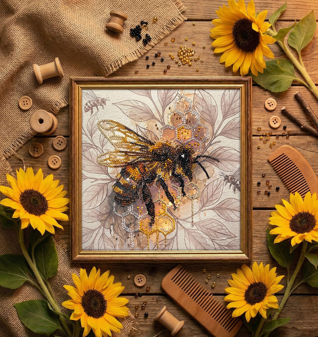 Golden Honey Mid-Sized Bead Embroidery Kit by Abris Art AMB-137