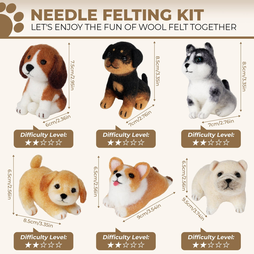 Corgi Needle Felting Kit. Wizardi DIY Wool Craft Kit F07N8-W551-N5