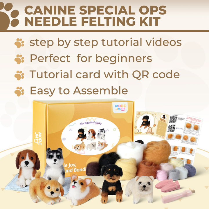 Beagle Needle Felting Kit. Wizardi DIY Wool Craft Kit F07N8-W548-N2