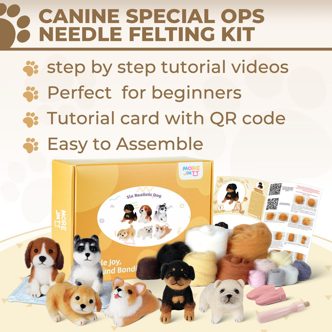 Corgi Needle Felting Kit. Wizardi DIY Wool Craft Kit F07N8-W551-N5