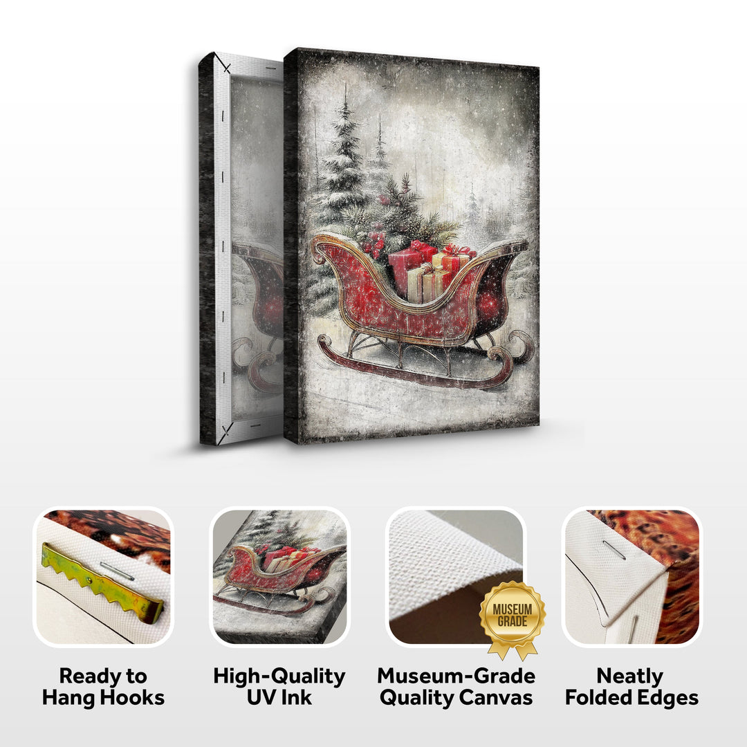 Vintage Christmas Sleigh Sled Wall Art VI