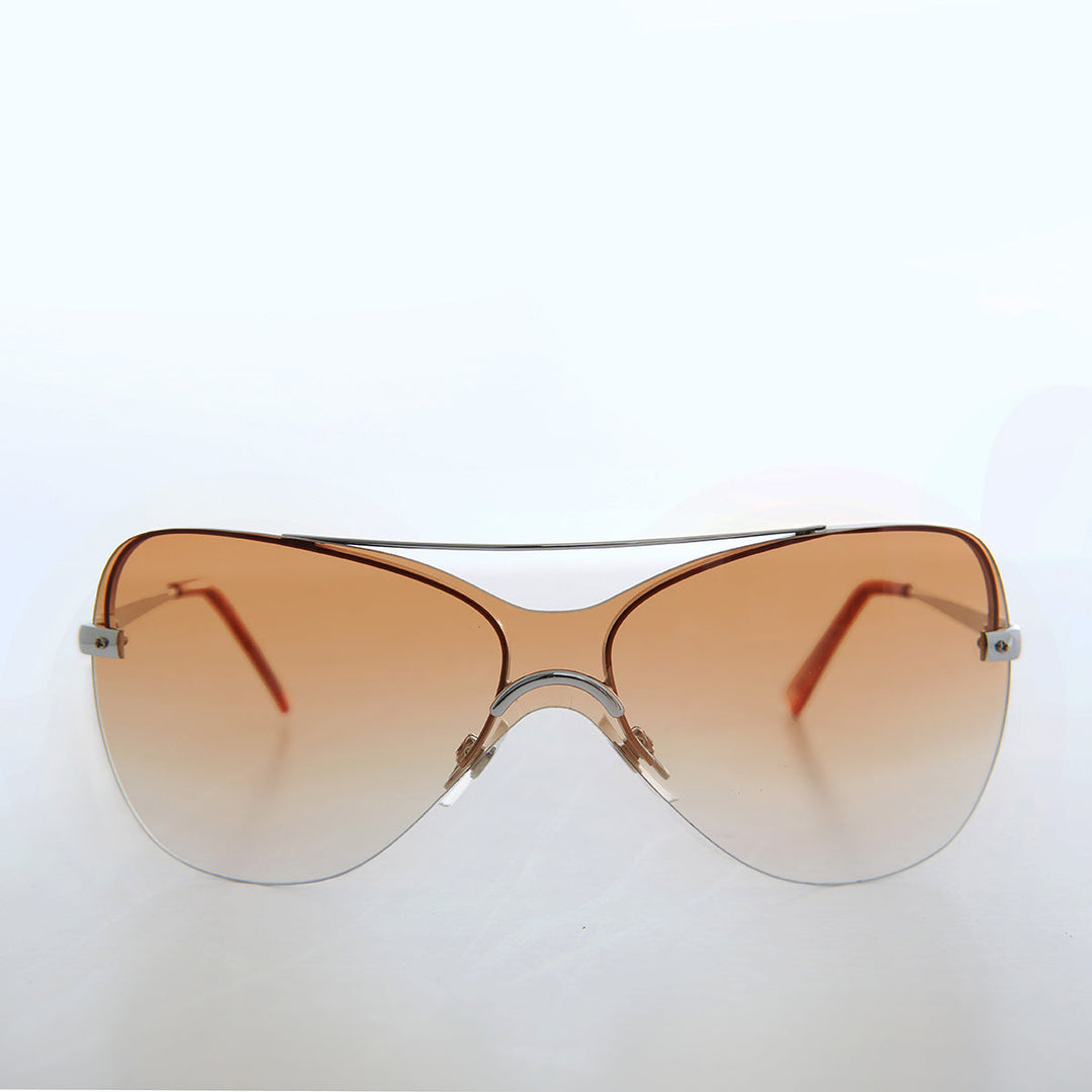 Curved Mono Lens Vintage Sunglasses - Pilar
