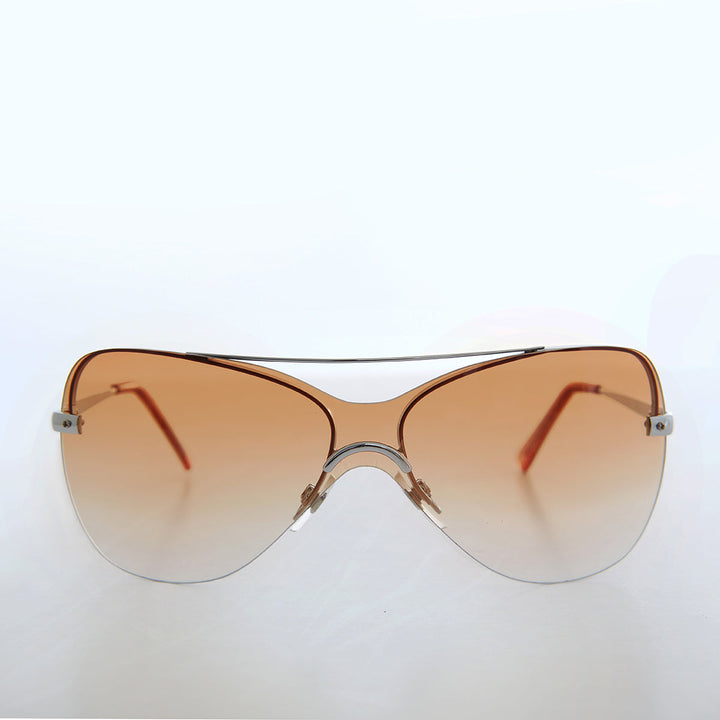 Curved Mono Lens Vintage Sunglasses - Pilar