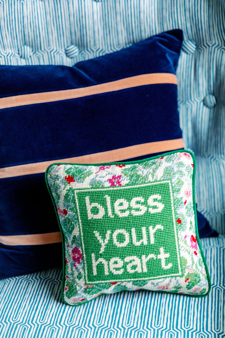 Bless Your Heart Needlepoint Pillow