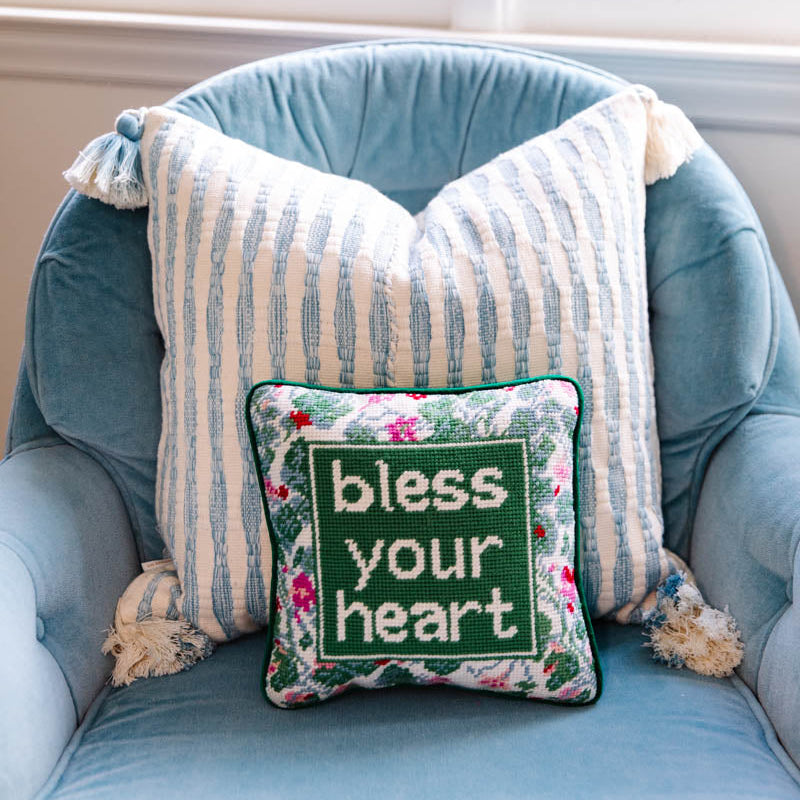 Bless Your Heart Needlepoint Pillow