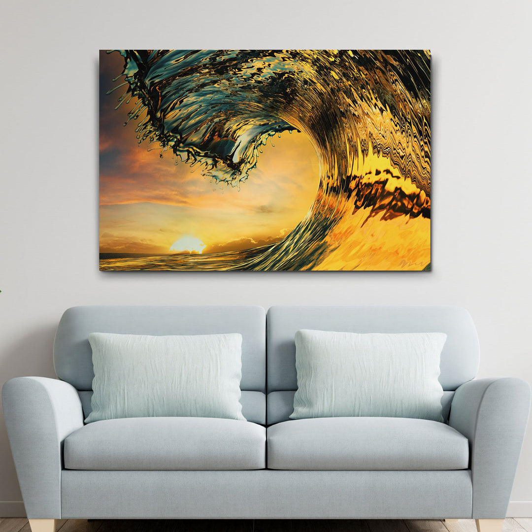 Sunset Ocean Wave Canvas Wall Art