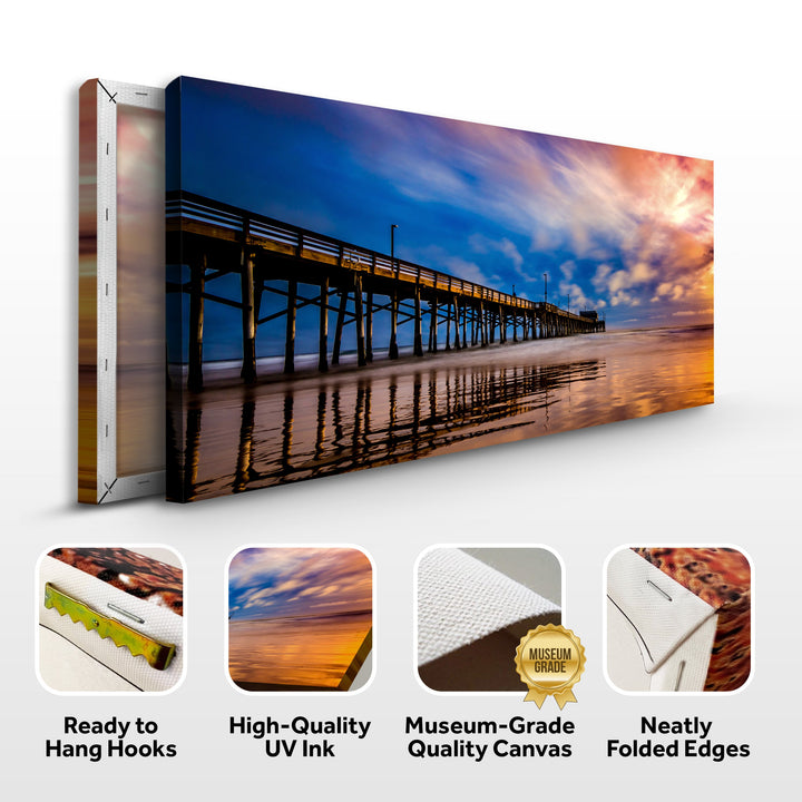 Beach Pier & Ocean Horizon Canvas Wall Art