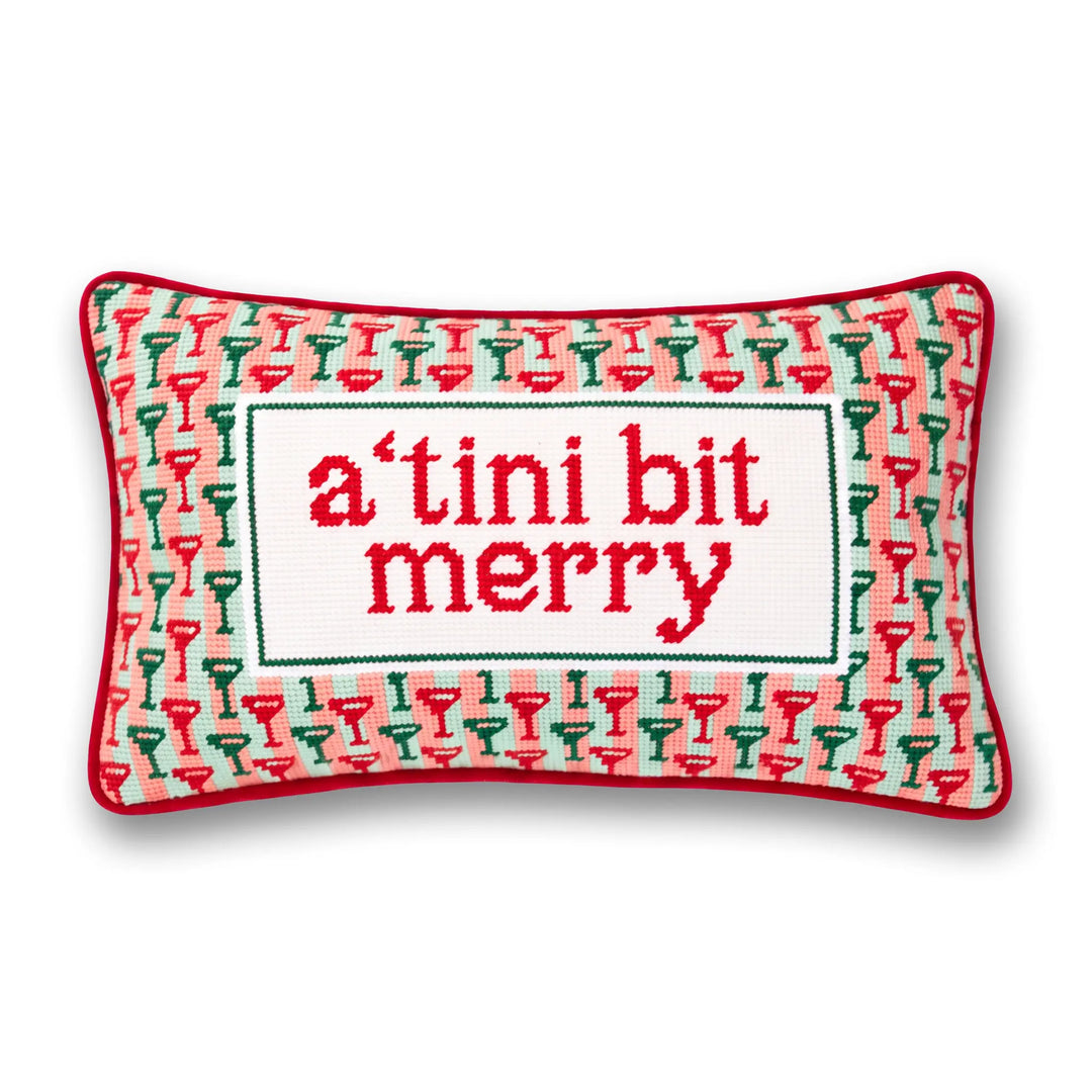 A Tini Bit Merry Needlepoint Pillow
