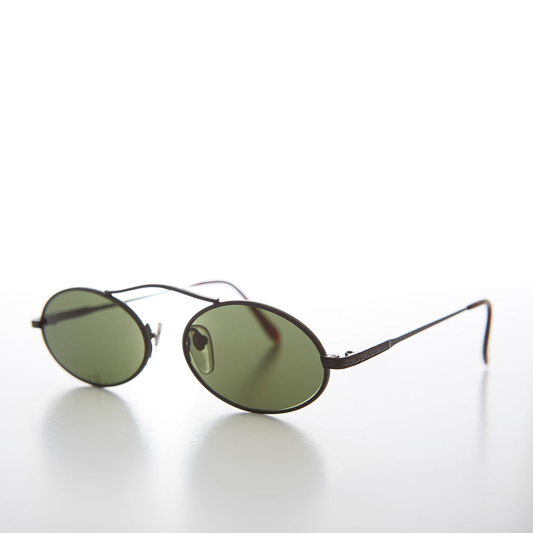 90s Oval Metal Aviator Sunglass with Floating Cross Bar - Avery