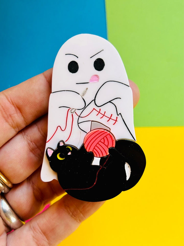 Adopt a Cat, They Said.. Pt.2 - Sewing Problems Acrylic Brooch by Makokot Design