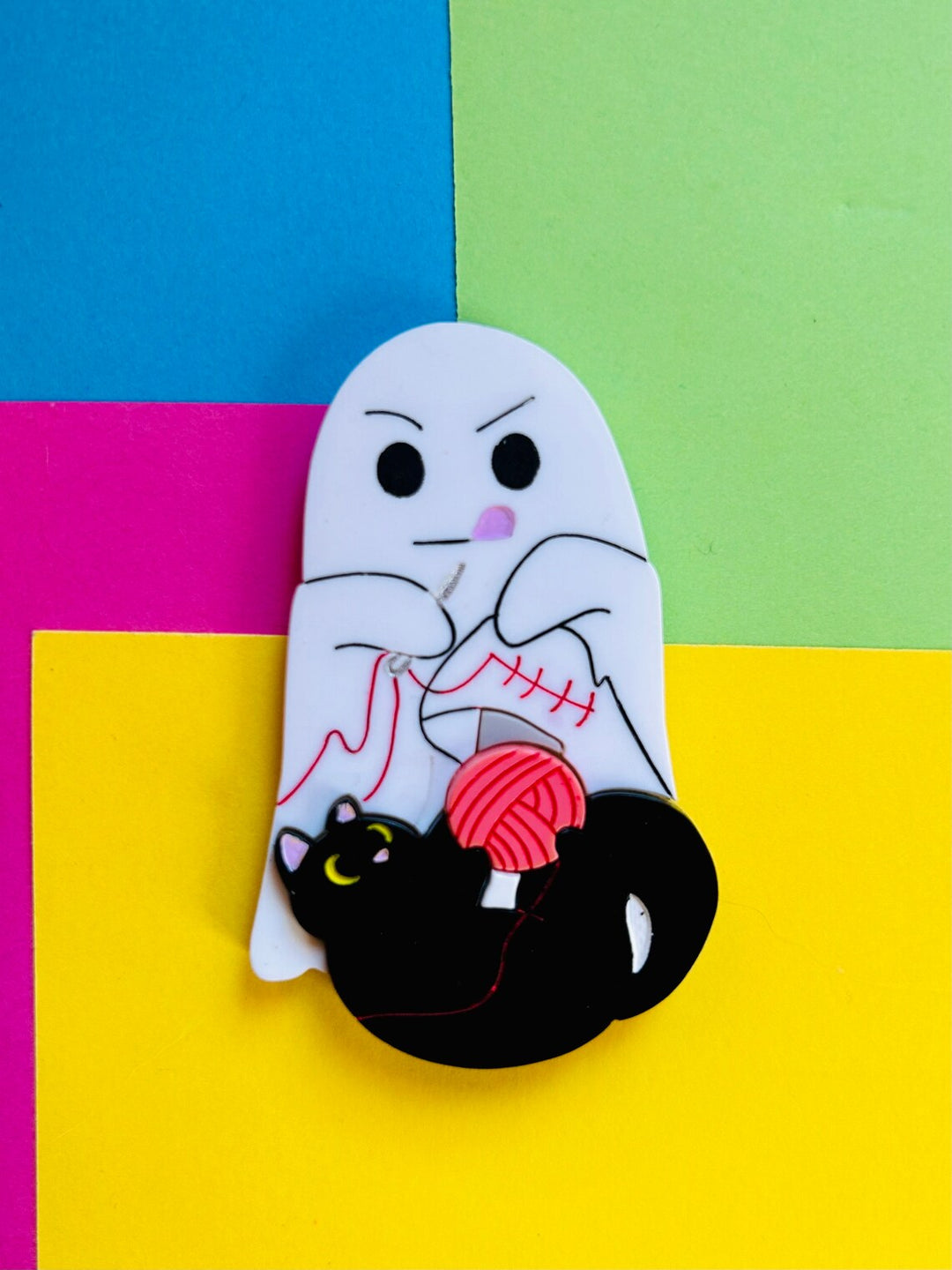 Adopt a Cat, They Said.. Pt.2 - Sewing Problems Acrylic Brooch by Makokot Design