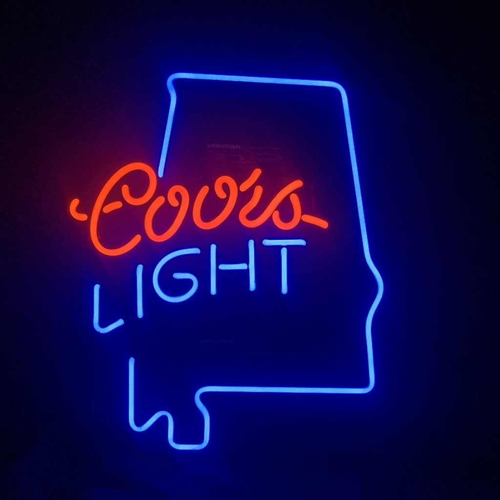 Coors Light with Alabama Maps Neon Light Sign
