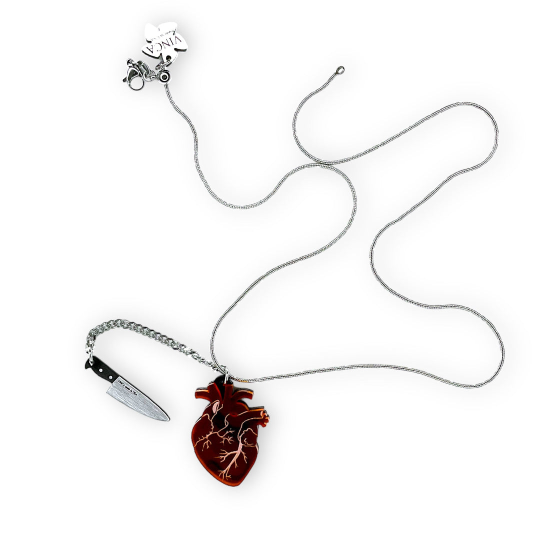 Chopped Heart Necklace - Drop Dead Red