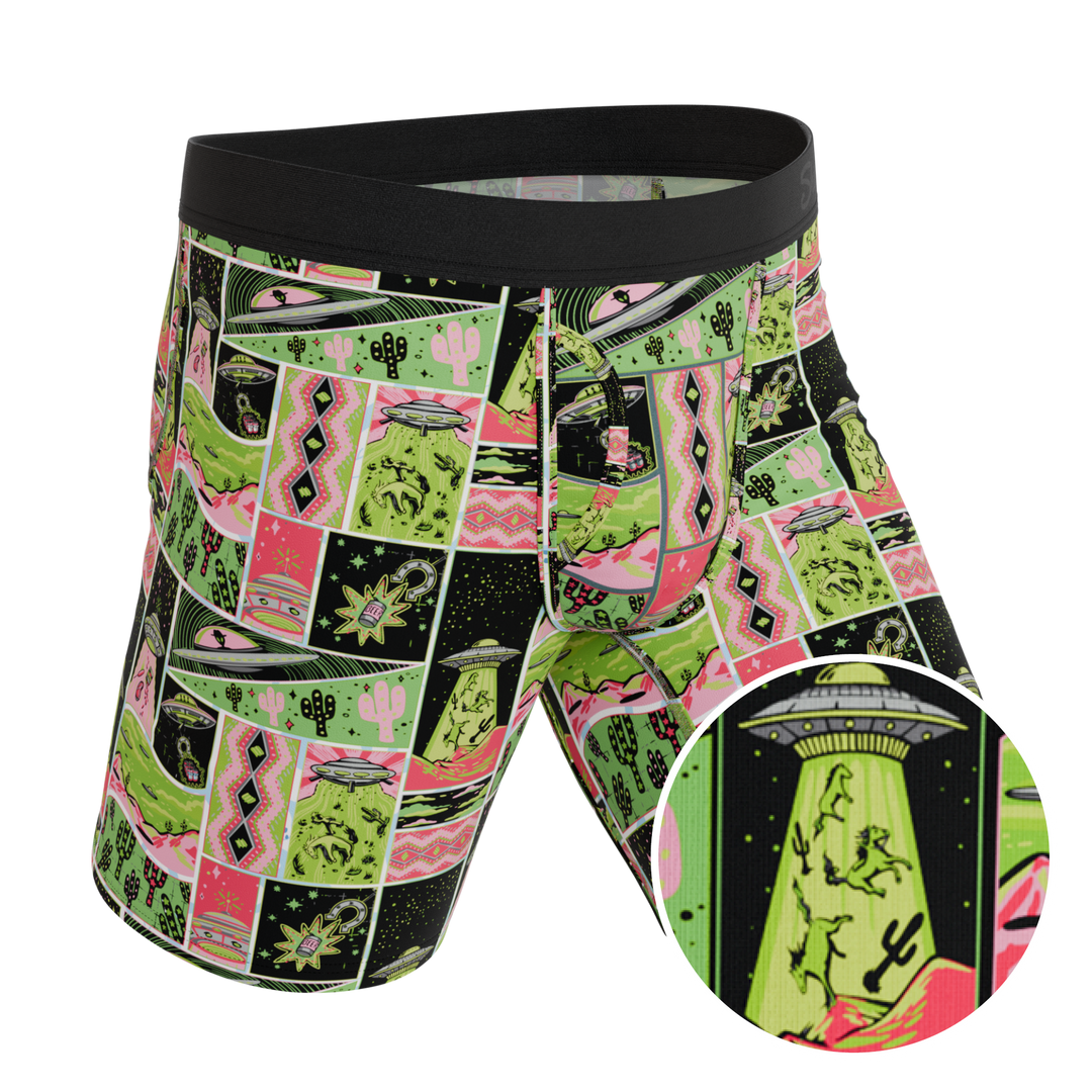 The Area 51 | Retro-Futuristic Alien Long Leg Ball Hammock® Pouch Underwear With Fly